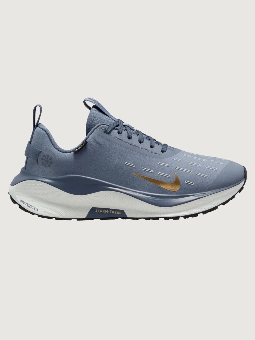 Nike Infinity Run 4 ReactX Gore-Tex Ashen-Slate/Metallic Gold size 7.5